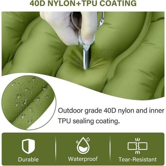 Camping Sleeping Pad, Ultralight Camping Mat with Pillow Built-in Foot Pump - Picture 3 of 7